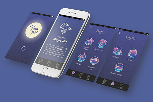Pizza cafe app design and icon set design